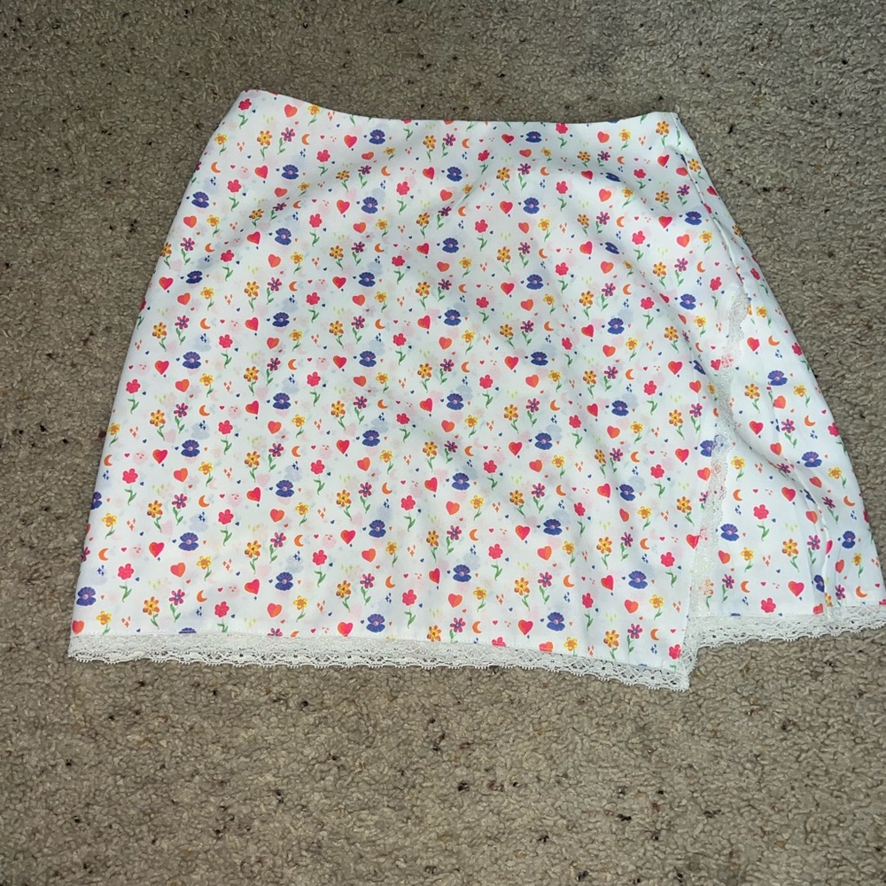 Princess Polly Ribbed White and Pink Pencil Mini Skirt
